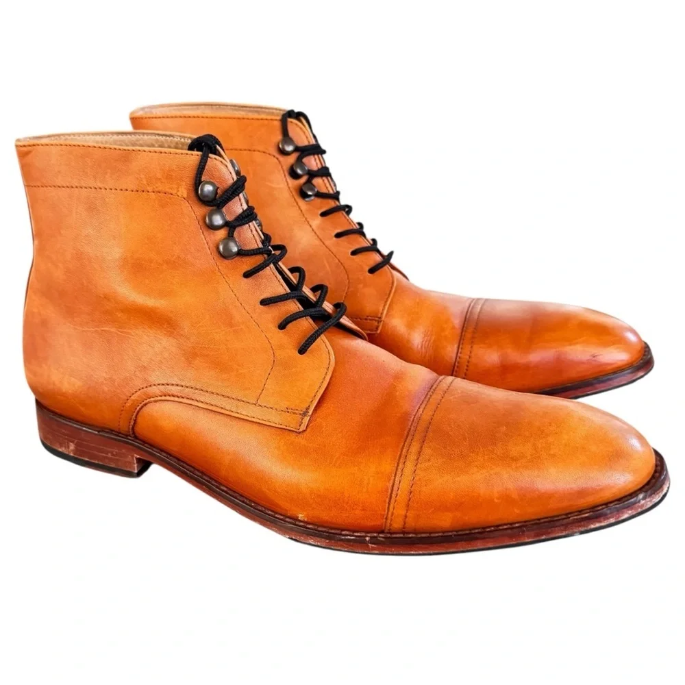 3DM Lifestyle Men's Toecap Derby‎ Boots Tan Leather Lace-Up Boots size 13